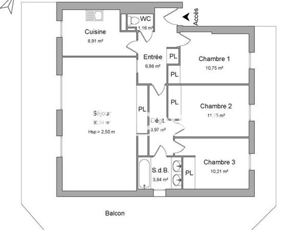 Location Appartement 4 pièces 87.9 m² - 85 ROUTE DE GRENADE Blagnac 31700