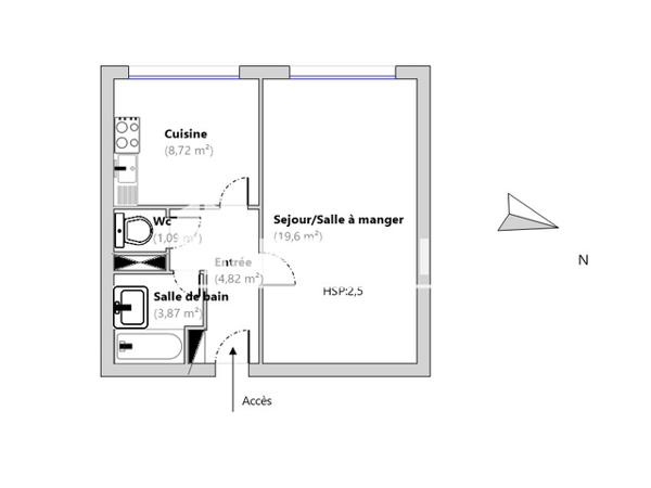 Location Studio 38.1 m² - 23 RUE GAGARINE Wattignies 59139