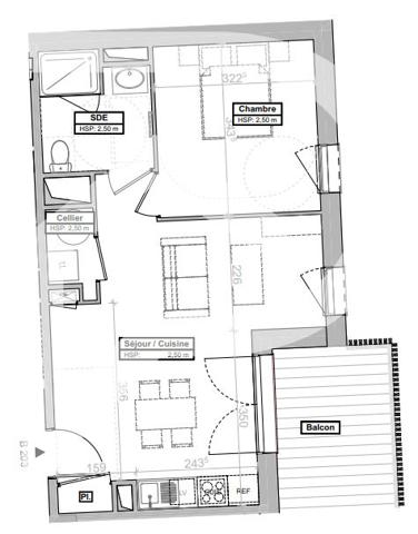 Appartement 2 pièces 43.48 m2