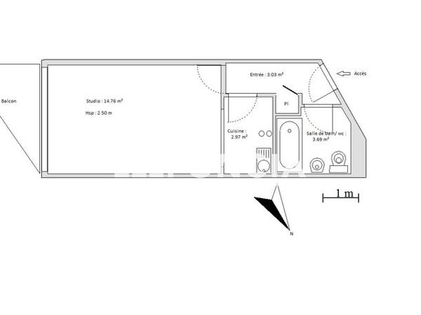 Location Studio 24.45 m² - 21 AVENUE DU GENERAL DE GAULLE Gradignan 33170