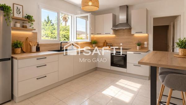 Maison T5 de plain-pied  avec terrain de 1090 m2