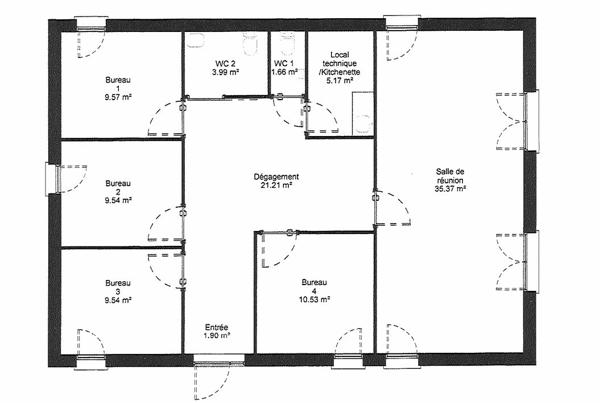 Locaux d'activités, Bureaux,  Château Gaillard 110m2 avec parking