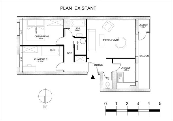 Appartement 3 pièces - 54 m²