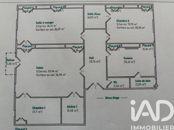 Appartement à vendre 4 pièces 147 m² Lyon 2