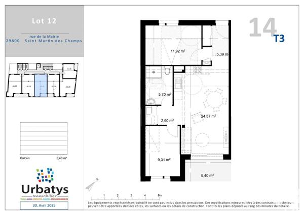 Appartement à vendre 3 pièces 59 m² Saint-Martin-des-Champs