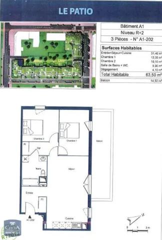 Appartement à louer 3 pièces 63.5m² Bondy (93140)