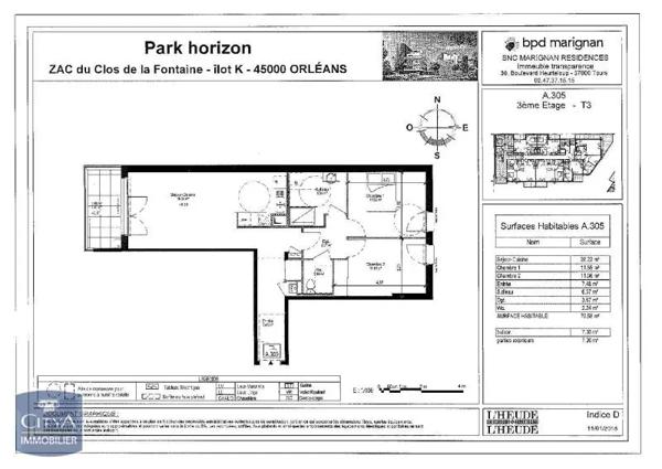 Appartement à louer 3 pièces 70.58m² Orléans (45000)