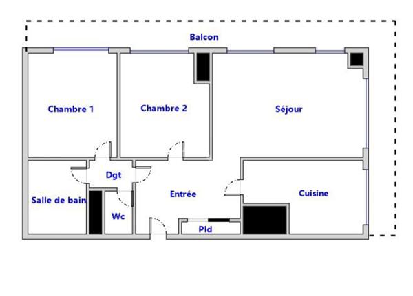 PUTEAUX/CENTRE 3 pièces de 61 m² avec balcon 15m², cave et parking.