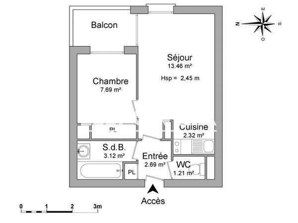 Location Appartement 2 pièces 30.49 m² - 27 RUE CHARLES GOUNOD Toulouse 31200