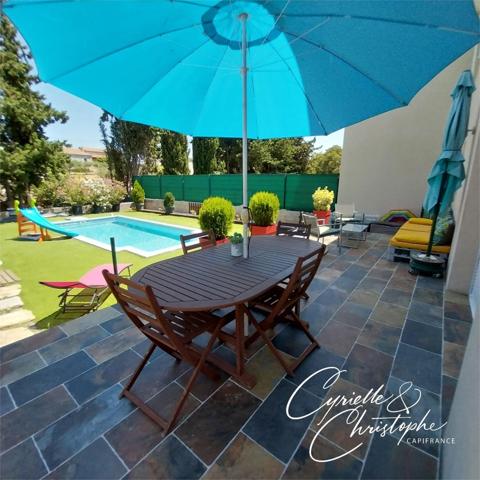 Dpt Hérault (34), à vendre à SAINT-ANDRE DE SANGONIS, villa moderne T5 de 104m² sur 501m² de terrain avec terrasse carrelée et piscine