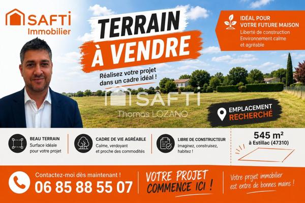 Terrain plat de 545 m2 pret a construire