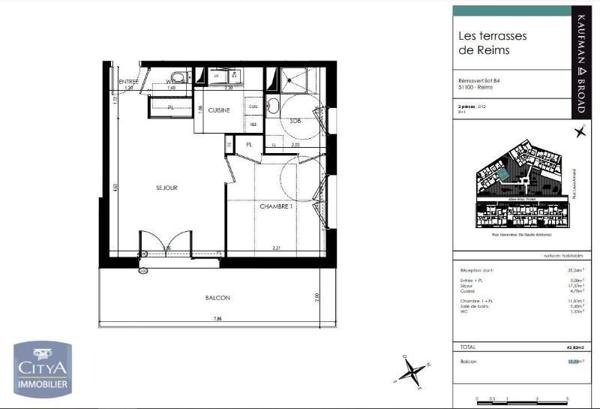 Appartement à louer 2 pièces 43.4m²