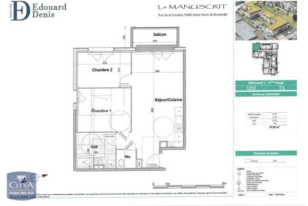Appartement à louer 3 pièces 57.85m²