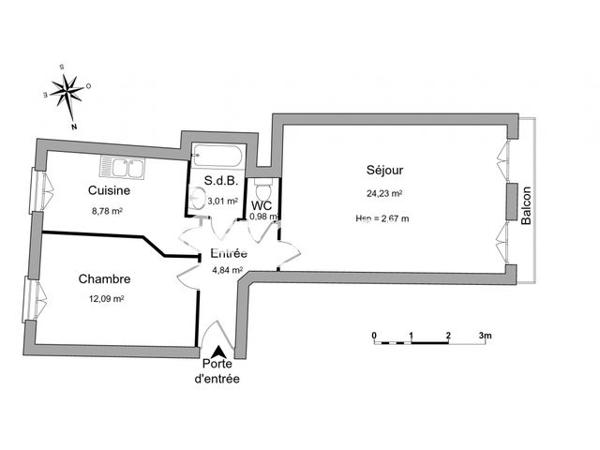 Location Appartement 2 pièces 53.93 m² - 44 RUE DE VERDUN St Vallier 26240