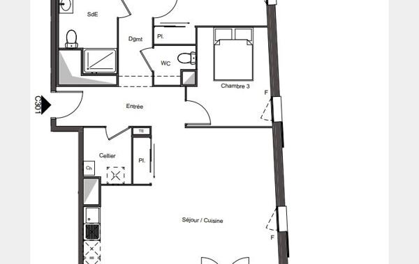 Vente Appartement P4 4P 88m2 Sud Balcon 1 PK Vue Oise neuf Creil   