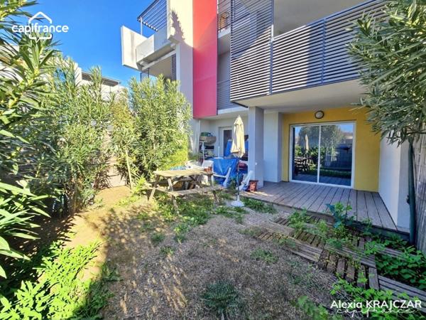 A VENDRE - Appartement T2, 38,56m² Carrez - 1 chambre - Jardin de 42m² - Place de parking privative - Résidence sécurisée - Vendu loué - BÉZIERS, quartier Pech de la Galinière (34)