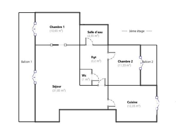 Appartement à vendre 3 pièces 74 m² Puteaux