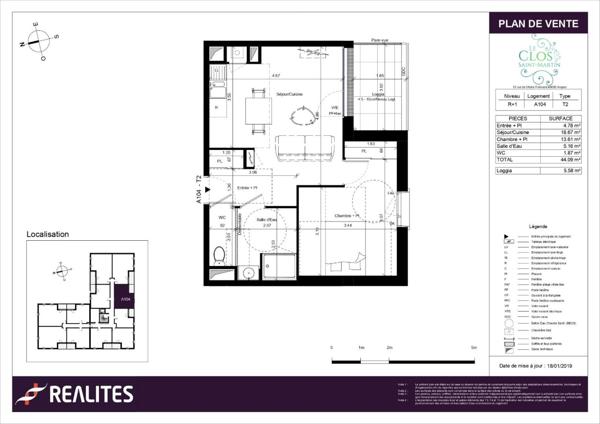 LOCATION TYPE 2 CLOS SAINT MARTIN A104, Angers 49000