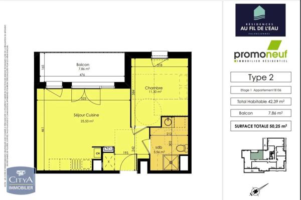 Appartement à louer 2 pièces 42.39m² Valenciennes (59300)