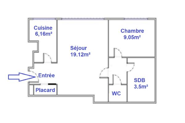 Appartement 2 pièces - 45 m²