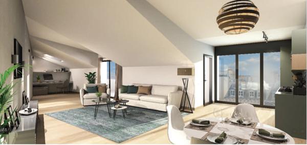 appartement T4 duplex à vendre PARIS 20e, d'une surface de 108.36 m2 + terrasse 18.4 m2