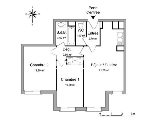 Location Appartement 3 pièces 54.6 m² - 41 RUE DU BAS COUDRAY Corbeil Essonnes 91100