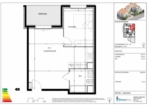 AURIBEAU, T2 de 42m2 au 1er étage + Parking, dans une résidence neuve