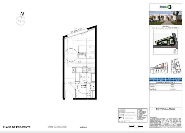 Studio à vendre 24 m² Vénissieux