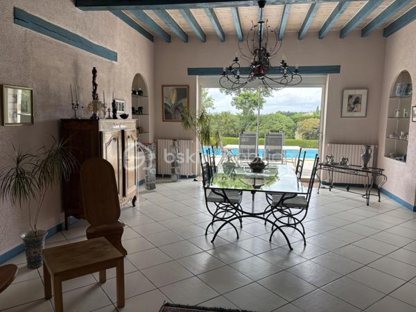 Au cœur de la Nouvelle Aquitaine, à seulement 8 mns d'Agen, découvrez cette magnifique demeure de caractère en pierre d'environ 300 m² habitables, entièrement restaurée, 
offrant un cadre de vie privilégié dans un environnement calme et verdoyant. 
Cette propriété séduit par ses volumes généreux, son authenticité, son parc clos et arboré de 5000 m², agrémenté de 3 puits, 
Dés l'entrée, vous serez charmé par un vaste espace de vie traversant d'environ 90 m² baigné de lumière, comprenant salon, salle à manger et cuisine. 
Cet espace de réception bénéficie d'un accès de plain-pied à la  terrasse et la piscine, prolongeant naturellement les pièces de vie vers l'extérieur. 
La maison dispose de nombreuses chambres, plusieurs salle de bains et wc. 

A l'extérieur, le parc paysager invite à la détente avec sa piscine, ses terrasses, son potager, ses arbres fruitiers et son pigeonnier offrant un beau potentiel d'aménagement selon vos envies. 
Les dépendances comprennent un garage, un atelier ainsi qu'une mezzanine apportant de nombreux espaces de rangement ou de travail. 
Une possibilité d'agrandissement vient compléter le potentiel de cette propriété. 

PRESTATIONS ; 
- Maison en pierre de caractère d'environ 300 m²
- Parc clos et arboré de 5000 m²
- Piscine et terrasses 
- Puits
- 5 chambres
- Espace de vie traversant  d'environ 90 m² avec cheminée
- Pigeonnier à aménager
- Garage atelier et mezzanine

Une propriété rare, alliant le charme de l'ancien, de beaux volumes et un cadre de vie privilégié, à quelques minutes seulement des commodités. 

A DECOUVRIR SANS TARDER !!