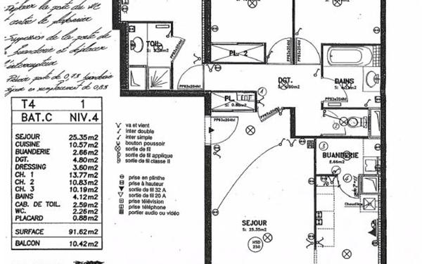 Appartement à louer    4 pièces • 91,62 m2 Tassin-la-Demi-Lune