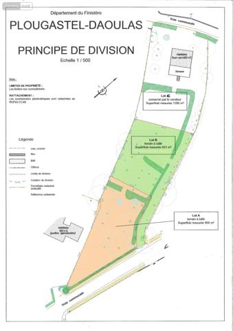 Terrain à Batir à vendre à Plougastel-Daoulas dans le Finistère (29470), ref : PLOUG-Lot A