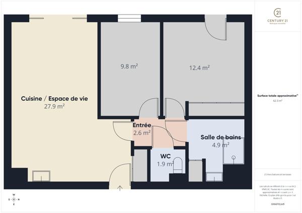 Appartement F3 à vendre  3 pièces - 63 m2 CHARTRES - 28