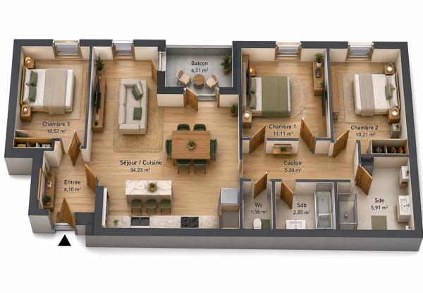 T4 neuf 85,72 m² – Angoulême L’Houmeau – Vue Charente – Livraison fin 2027 – Emplacement premium Détails des diagnostics énergétiques