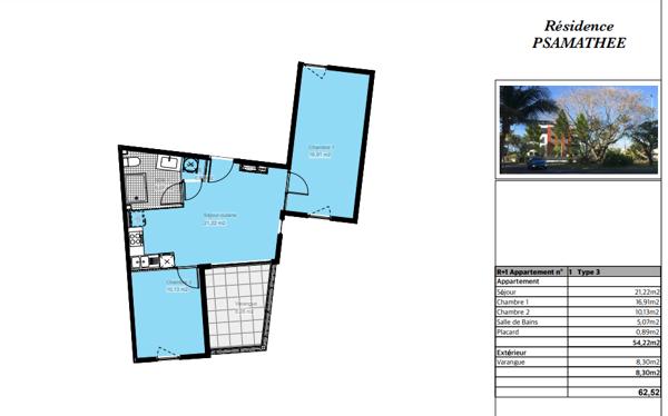 F3 neuf de 54,22m2 à St Paul