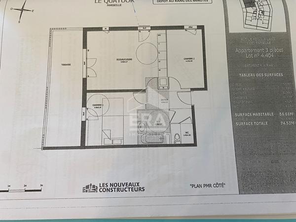 Appartement meublé à louer Marseille 10ème 3 pièces 57m2  Résidence sécurisée de 2019  Lumineux  Grande Terrasse 18m2 Parking privé