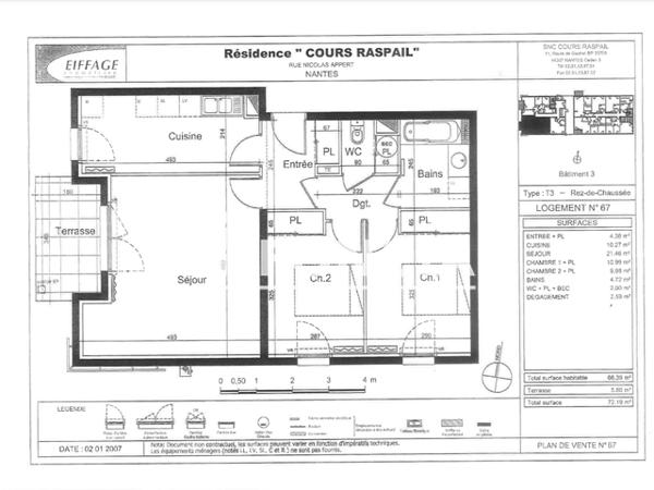 Location Appartement 3 pièces 66.39 m² - 5 RUE COLETTE MAGNY NANTES Nantes 44100