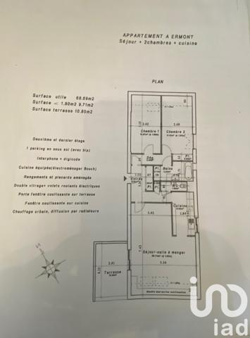 Appartement à vendre 3 pièces 69 m² Ermont