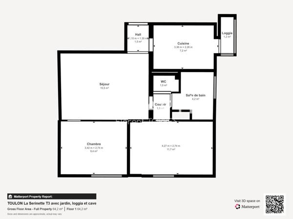 TOULON La Serinette T3 avec jardin, loggia et cave