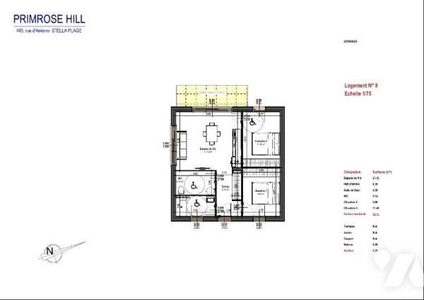 T3 neuf de 58,12m² avec terrasse SUD/OUEST de 8,28m² + parking à STELLA-PLAGE