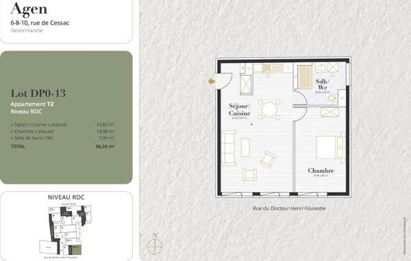 Location Studio 56.24 m² - Agen 47000