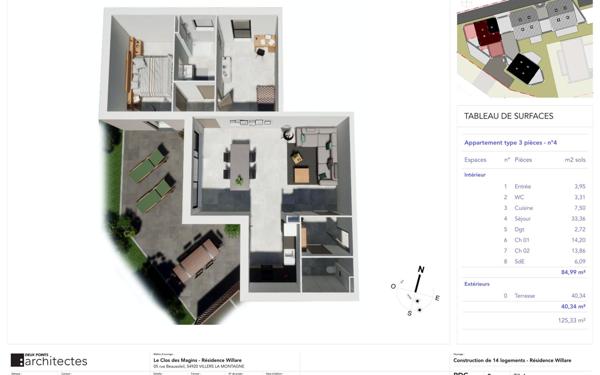 Appartement à vendre    3 pièces • 85 m2 Villers-la-Montagne