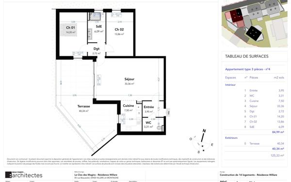 Appartement à vendre    3 pièces • 85 m2 Villers-la-Montagne