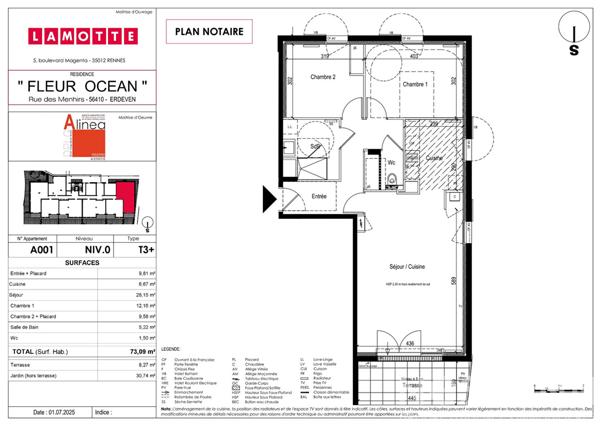 À vendre à Erdeven - Appartement 3 pièces - Programme neuf - Centre ville
