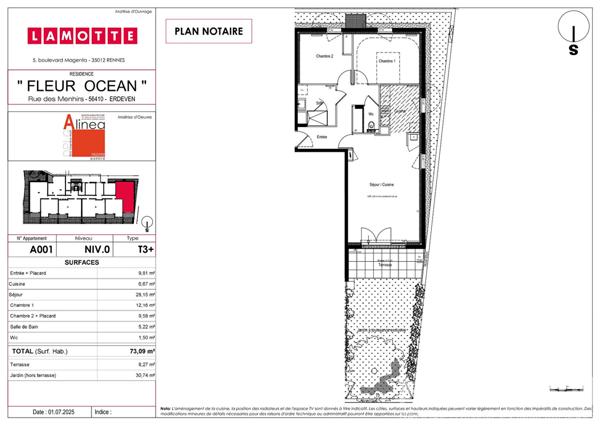 À vendre à Erdeven - Appartement 3 pièces - Programme neuf - Centre ville