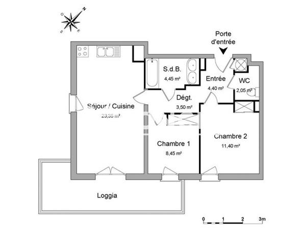 Location Appartement 3 pièces 57.6 m² - ON LINE A 54 - 175 RUE RAIMON DE TRENCAVEL Montpellier 34070