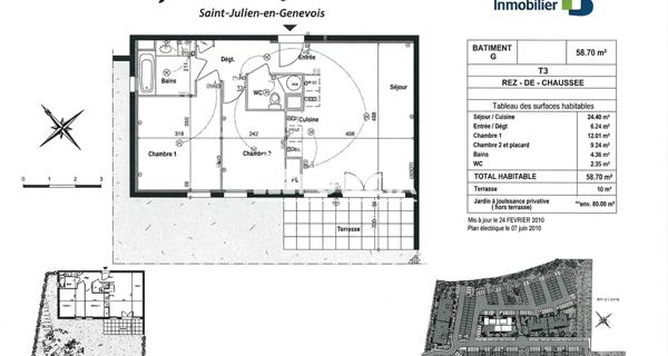 À vendre Appartement 3 pièces 58 m² - Saint-julien-en-genevois 74160