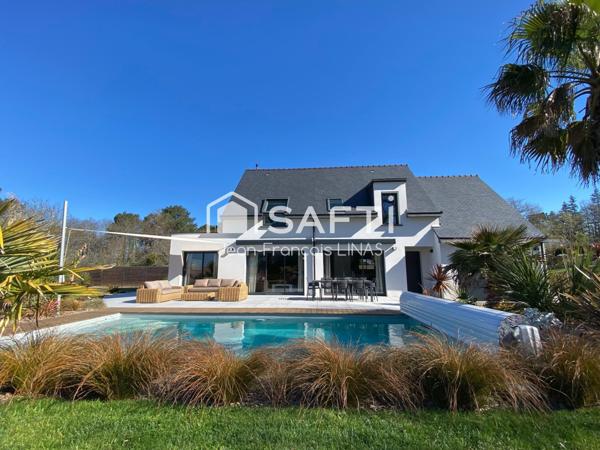Maison contemporaine avec piscine à 8 mn de Vannes, en impasse dans un environnement buccolique et sans vis-à-vis