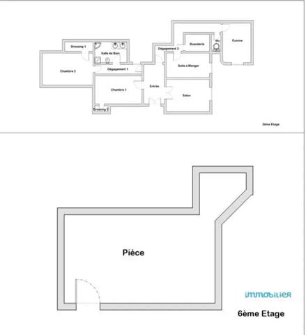 Appartement avec belle hauteur sous plafond et ascenseur