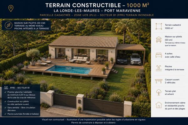 LA LONDE-LES-MAURES ! TERRAIN À BÂTIR D'ENVIRON 1 200 m² ! SECTEUR RÉSIDENTIEL RECHERCHÉ