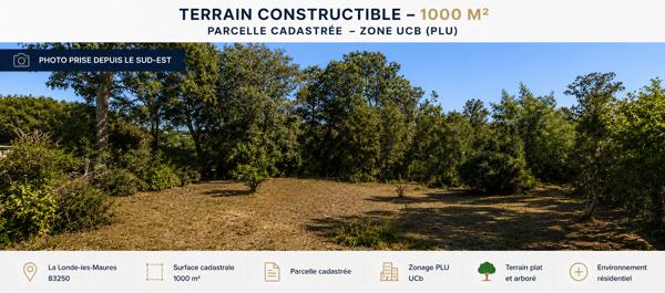 LA LONDE-LES-MAURES ! TERRAIN À BÂTIR D'ENVIRON 1 200 m² ! SECTEUR RÉSIDENTIEL RECHERCHÉ